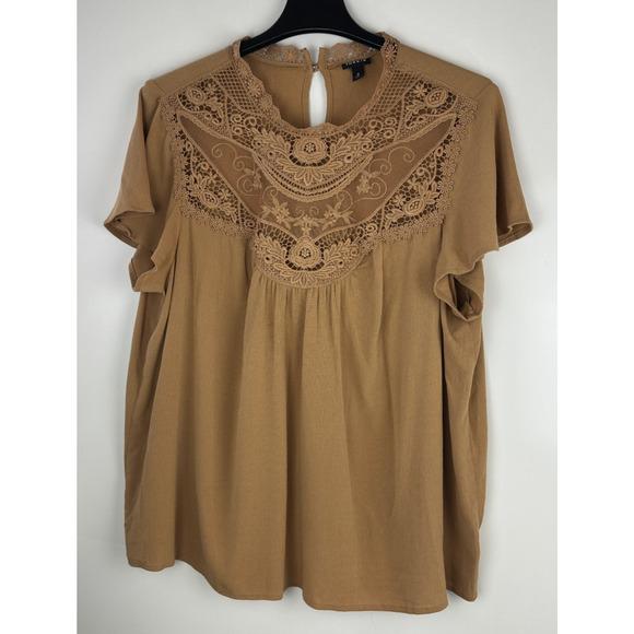 Torrid Washable Crinkle Gauze Yoke Flutter SS Top Plus Size 2 2X Boho Festival - Picture 2 of 14